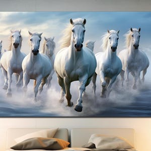 Running Horses Glass Art, White Horses Tempered Glass Art, Horse Wall Decor, Animal Wall Art, Housewarming Gifts,Wall Hangings