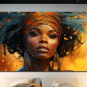 African Woman Tempered Glass Wall Art, Ethnic African Wall Decor, Black Woman Glass Art,  Large Wall Art, Wall Hangings, Abstract Glass Art