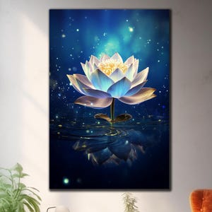 Lotus Flower Wall Art, Magical Lotus Tempered Glass Art, Floral Wall Decor, Natural Wall Decor, Glass Print Art, Glass Wall Decor,Home Decor
