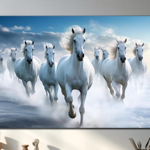 Running Horses Glass Art, White Horses Tempered Glass Art, Horse Wall Decor, Animal Wall Art, Housewarming Gifts,Wall Hangings