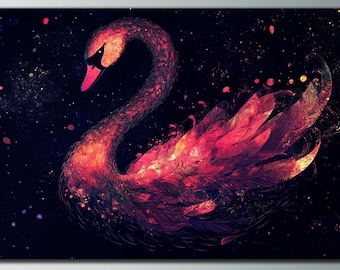 Swan Tempered Glass Art, Swan Wall Decor, Animal Wall Decor, Extra Large Wall Art, Wall Hangings