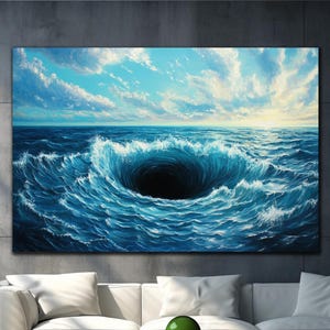 海のガラス壁アート、海の波の壁装飾、青い波の壁装飾、巨大な海の波、壁掛け、特大壁アート、ガラスプリント