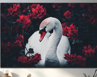 Swan Tempered Glass Art, Swan Wall Decor, Animal Wall Decor, Extra Large Wall Art, Wall Hangings