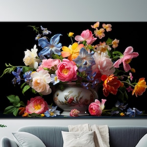 Bloemen gehard glas kunst aan de muur, kleurrijke bloemen muur decor, bloemen muur kunst, natuur glaskunst, aangepaste glaskunst, extra grote muur kunst