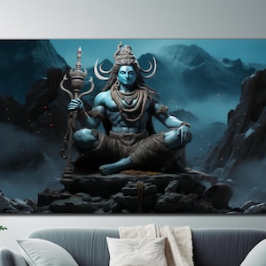Hindu God Shiva Glass Art, Shiva Wall Art, Hindu Wall Decor, Abstract Wall Decor, Extra Large Wall Art, Wall Hangings