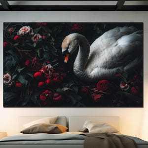 Swan Tempered Glass Art, Swan Wall Decor, Animal Wall Decor, Extra Large Wall Art, Wall Hangings