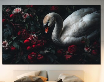 Swan Tempered Glass Art, Swan Wall Decor, Animal Wall Decor, Extra Large Wall Art, Wall Hangings