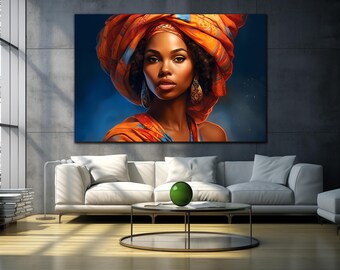 African Woman Tempered Glass Wall Art, Ethnic African Wall Decor, Black Woman Glass Art,  Large Wall Art, Wall Hangings, Abstract Glass Art