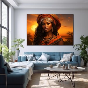 African Woman Tempered Glass Wall Art, Ethnic African Wall Decor, Black Woman Glass Art, Large Wall Art, Wall Hangings, Abstract Glass Art image 4