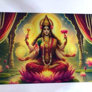 God Lakshmi Glass Wall Art, Lakshmi Tempered Glass Art, Hindu Wall Decor, Indian God Glass Decor, Glass Printing Wall Art, Glass Wall Decor