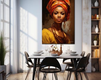 African Woman Tempered Glass Wall Art, Ethnic African Wall Decor, Black Woman Glass Art,  Large Wall Art, Wall Hangings, Abstract Glass Art