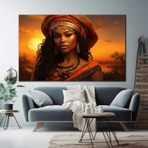 African Woman Tempered Glass Wall Art, Ethnic African Wall Decor, Black Woman Glass Art, Large Wall Art, Wall Hangings, Abstract Glass Art image 2