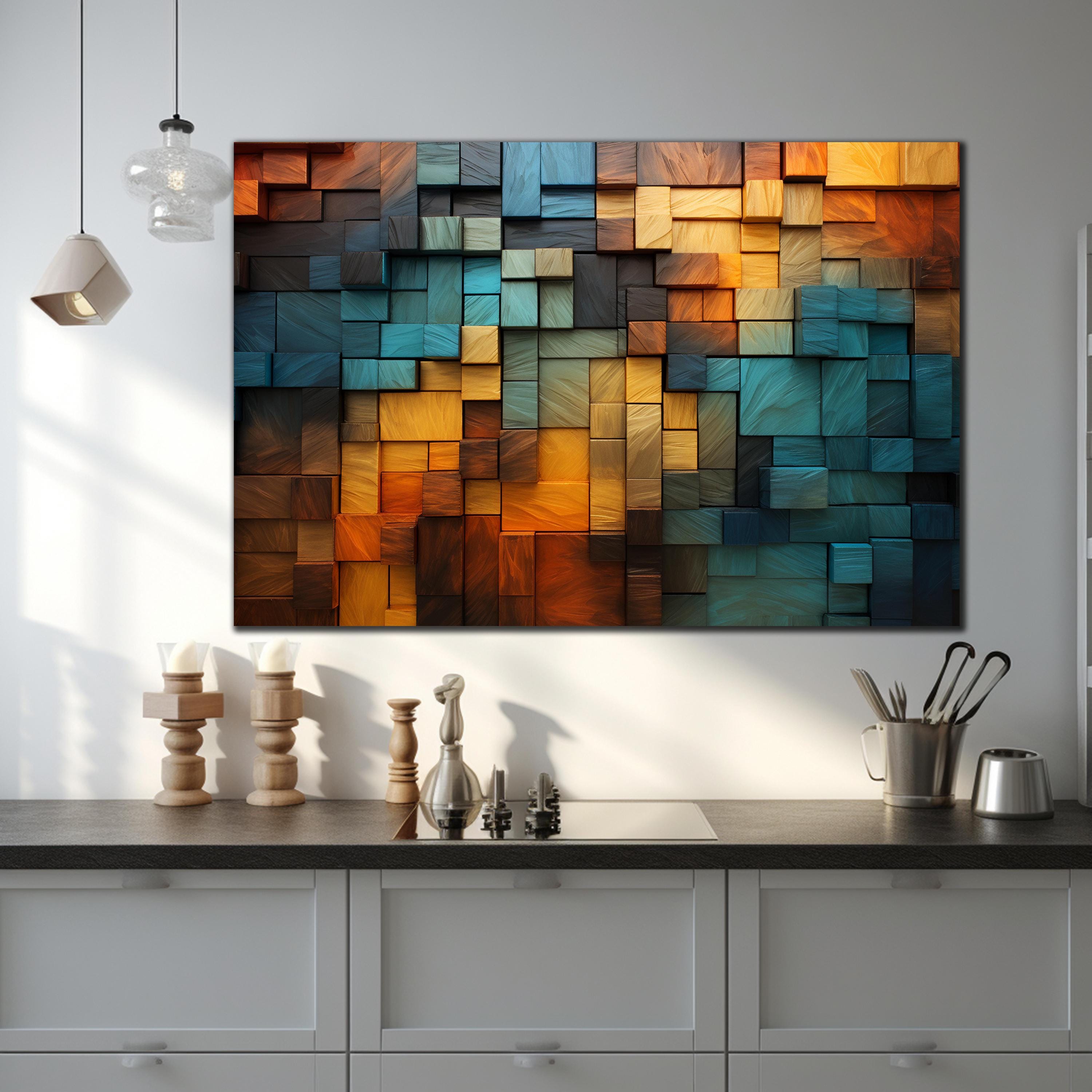 Modern Tempered Glass Wall Art – Large Abstract Geometric Home Decor ...
