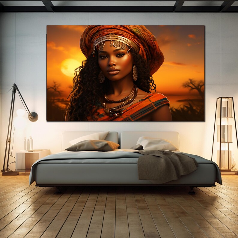 African Woman Tempered Glass Wall Art, Ethnic African Wall Decor, Black Woman Glass Art, Large Wall Art, Wall Hangings, Abstract Glass Art image 6