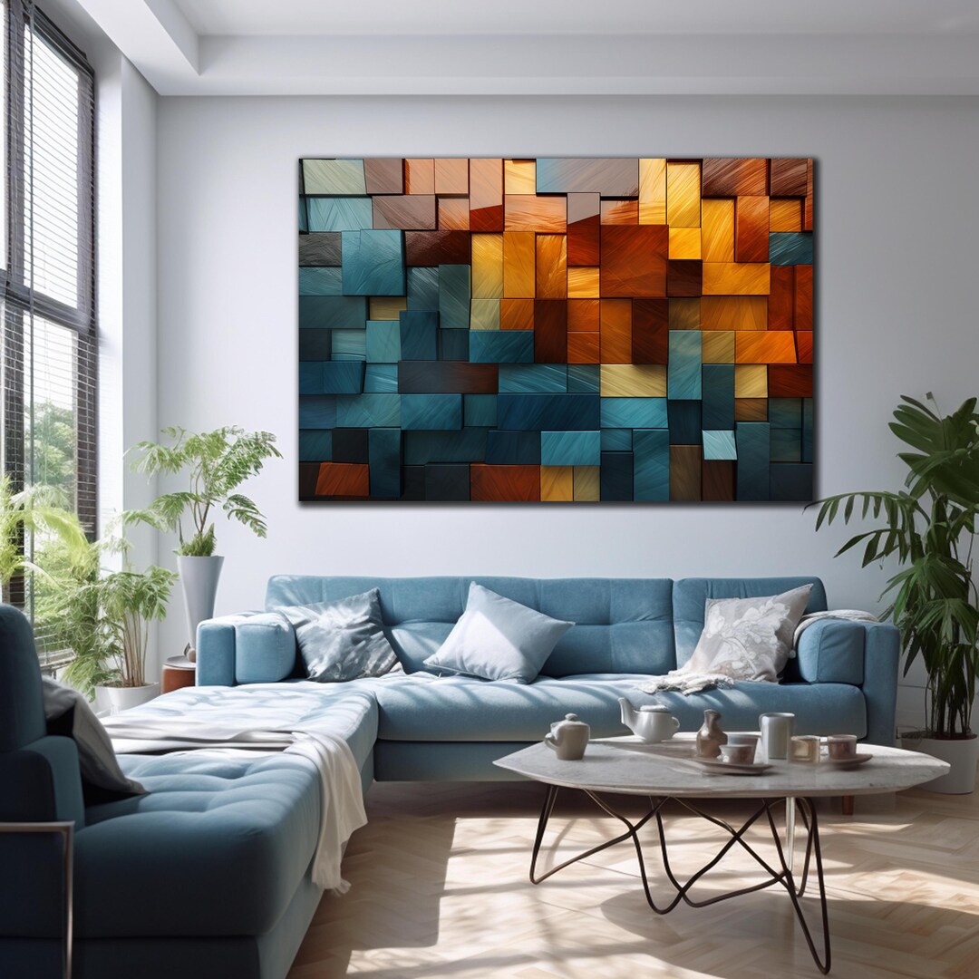 Modern Tempered Glass Wall Art – Large Abstract Geometric Home Decor ...