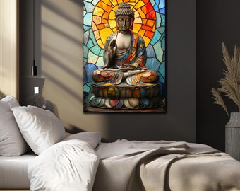 Buddha Tempered Glass Wall Art, Buddha Wall Decor, Hindu Wall Art, Extra Large Wall Art, Housewarming Gifts, Wall Hangings, Home Decoration
