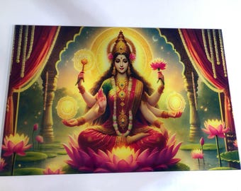 God Lakshmi Glass Wall Art, Lakshmi Tempered Glass Art, Hindu Wall Decor, Indian God Glass Decor, Glass Printing Wall Art, Glass Wall Decor