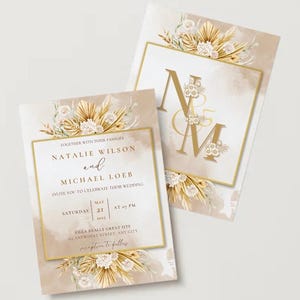 Modèle d'invitation de mariage Boho Luxe – Téléchargement instantané et entièrement modifiable !