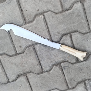 Handgjord Predator Movie Replica Kniv - Bushcraft Machete med tarmkrok - Rambo Style Kniv med läderslida - Hantverkskniv