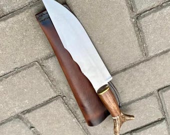 Handmade Legends of the Fall Bowie Knife - 1900s Style Frontier Knife - Handcrafted Stag Horn & Wood Handle - Western Frontier Knife