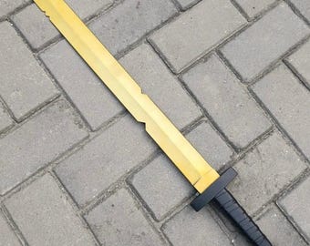 Replica della spada d'oro di Finn l'umano - Spada scarlatta con lama d'oro di Finn - Spada scarlatta di Adventure Time - Lama d'oro con pomolo di gemma rossa