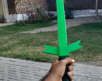 Réplica de la espada de hierba de Finn hecha a mano - Espada de exhibición de acero inoxidable - Réplica de la hoja verde maldita - Espada de Finn con vaina - Regalo para él