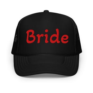 Bride Trucker Hat black Foam Cap Party Hat – Bride Hat for Wedding, Bridal Shower or Honeymoon – gothic Mesh Snapback