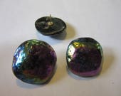 One pair of 1 quot diameter Purple irredescent button pierced earrings.A 1430, best ETSY price check it out
