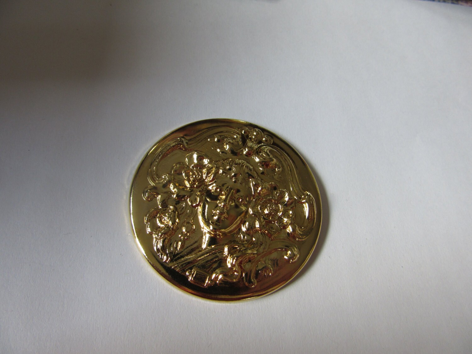 ONE gold plate over brass 1 engraved medallions w Etsy