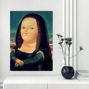 Mona Lisa von Fernando Botero Wandkunst, Botero Kunst, riesige Leinwand Wohnkultur, Mona Lisa Fun Art, Fernando Botero Wandkunst, Fette Mona Lisa Leinwandkunst