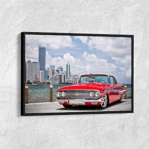 1960 Chevrolet Impala Canvas Print: Red Classic Car Art