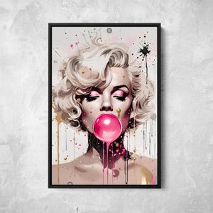 Marilyn Monroe Pink Bubble Gum Canvas Print: Trendy Wall Art, Ready to Hang