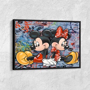 Banksy Mickey Mouse Graffiti Canvas, Luxury Mickey Mouse Canvas Print, Pop Art Home Decor, Fashion Cartoon Print , Prints Wall Art