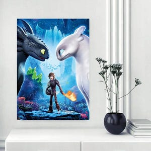 Toothless and Light Fury Canvas Print: How to Train Your Dragon Wall Art