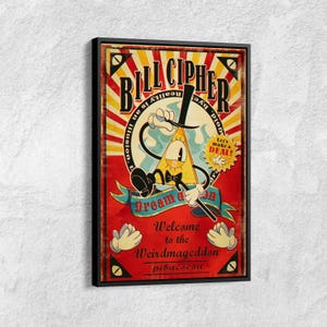 Gravity Falls Canvas Art: Bill Cipher Weirdmageddon, Vintage Style