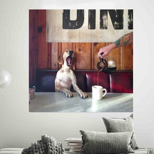 Coffee for Dogs Print: Funny Vintage Kitchen Wall Art