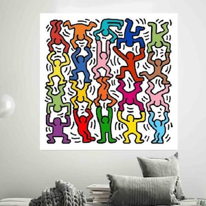 Keith Haring Pop Art Canvas: Framed Abstract Home Decor