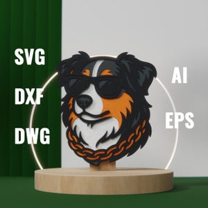 Australische herder gelaagde SVG, hond gesneden bestand, 3D-decor