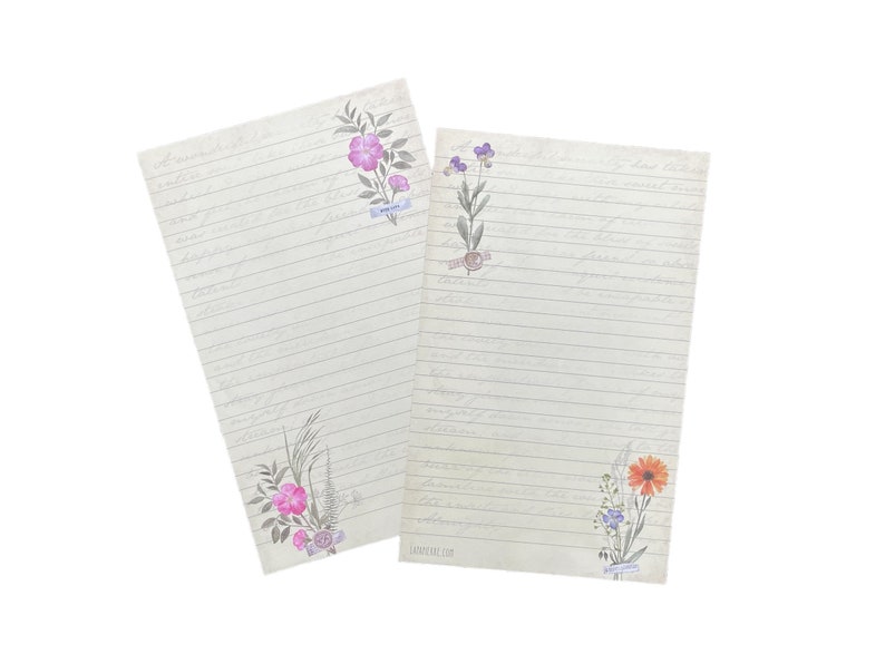 Double-sided Letter Writing Sheets - Floral Memories - Etsy