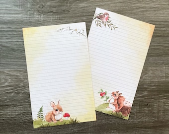 Double-sided letter writing sheets - Flora and Fauna