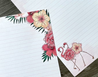 Letter writing sheets - Flamingo Fleur