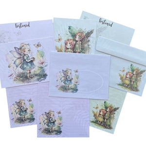 Kit de papelaria frente e verso - Fadas do Jardim