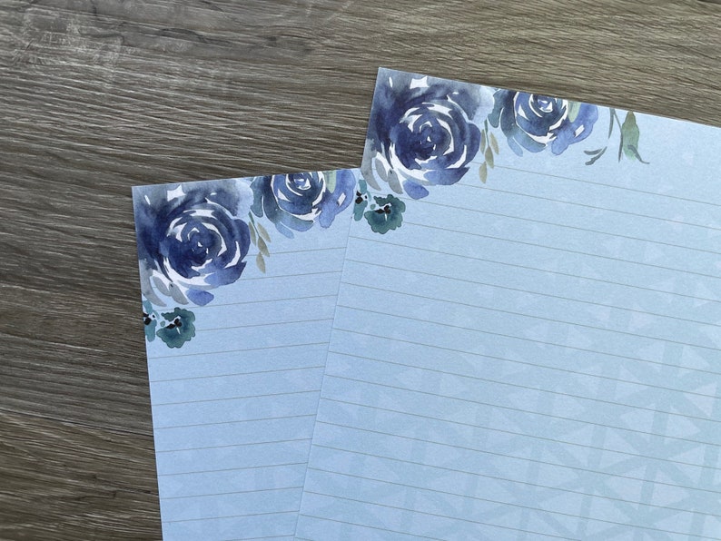 Letter writing sheets Navy Blooms image 1