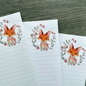 Letter writing sheets - Francine the Fox