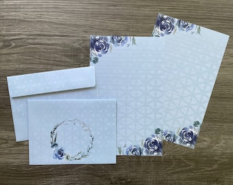 Stationery Set - Navy Blooms