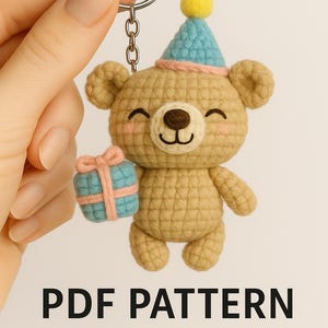 Teddybär Amigurumi Schlüsselanhänger Muster - Anfänger PDF Häkel Geschenkidee