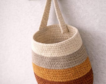 Crochet Hanging Basket Pattern PDF Easy Wall Storage Basket