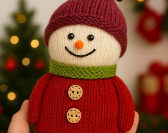 Knitted Snowman Pattern PDF Christmas Doll Knitting Tutorial Winter Holiday Project Instant Download