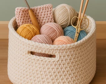 Chunky Storage Bin PDF | Two Sizes | Sturdy Yarn Organizer with Handles