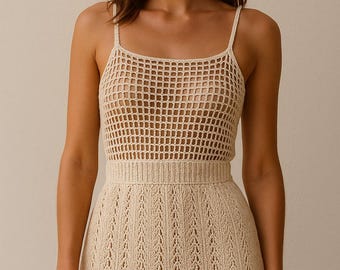 Summer Mesh Crochet Dress Pattern – Elegant Beach Dress (PDF)